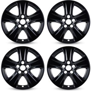 Glossy Black Wheel Skins Compatible with 2019-2024 Toyota RAV4/RAV4 Hybrid ;Set of 4 Pcs;17 inch