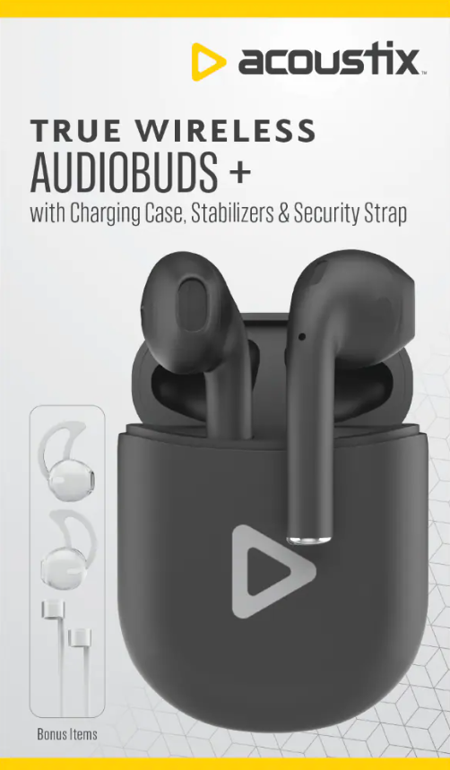 Acoustix™ True Charging Case & Wireless Earbuds - Black