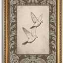 Vintage Dove Gold Framed Canvas Wall Art 16x24