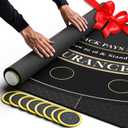 Newverest Blackjack Mat 70" x 30" - Ideal Poker Topper for 6ft and 8ft Folding Tables (30" Width), Black Jack Casino Table Top for Home Game Nights, Portable with Zipper Storage Bag in Gift Ready Box