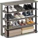 Furinno Turn-N-Tube 5 Tier Wide Shoe Rack, French Oak Grey/Black , 32 Inch