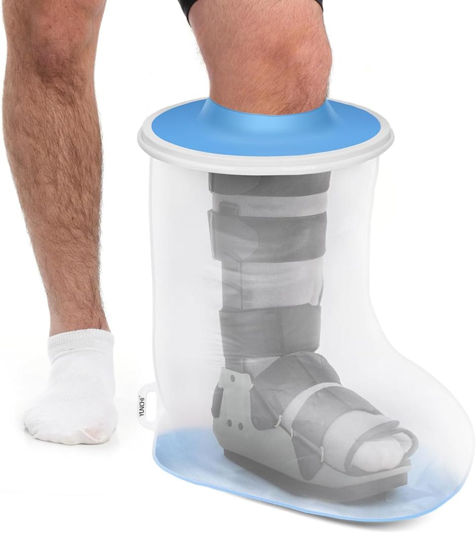 YUNCHI Waterproof Extra Wide Leg Cast Cover for Shower Adult After Surgery with Non-Slip Bottom, Extra Large Watertight Foot Cast Protector for Plus Size Adults Large Casts Surgery Shower Boots