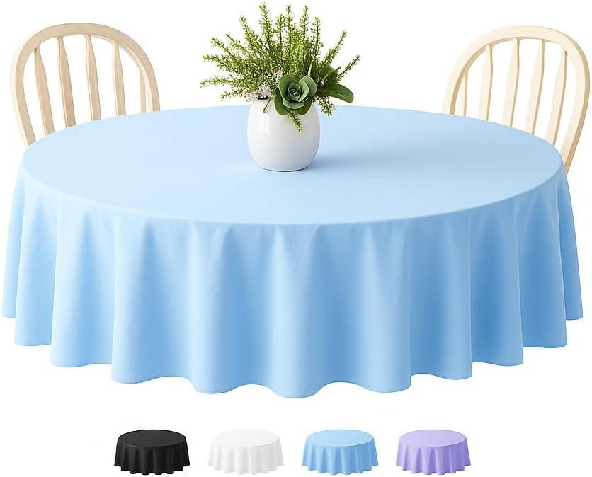 Disposable Table Cloth - 12 Pack, 84 Inch Table Cloths for Parties, Light Blue Plastic Table Cover, Decorative tablecloths Suitable for Round Tables, Leakproof & Sturdy, Blue Tablecloth