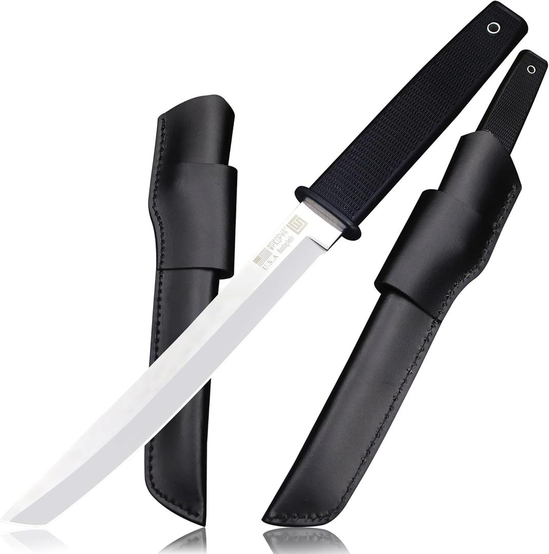 14.2-inch fixed Japanese knife, 440C steel blade, suitable for hunting, outdoor camping, survival, and EDC tools