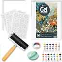 DINGSEN Gel Printing Plate Kit, Complete Printmaking Set with 5 X7 Gel Plate, Brayer, Watercolor Paints, A5 Printmaking Paper, and Essential Tools for Mixed Media Art, Monoprinting, Card Making