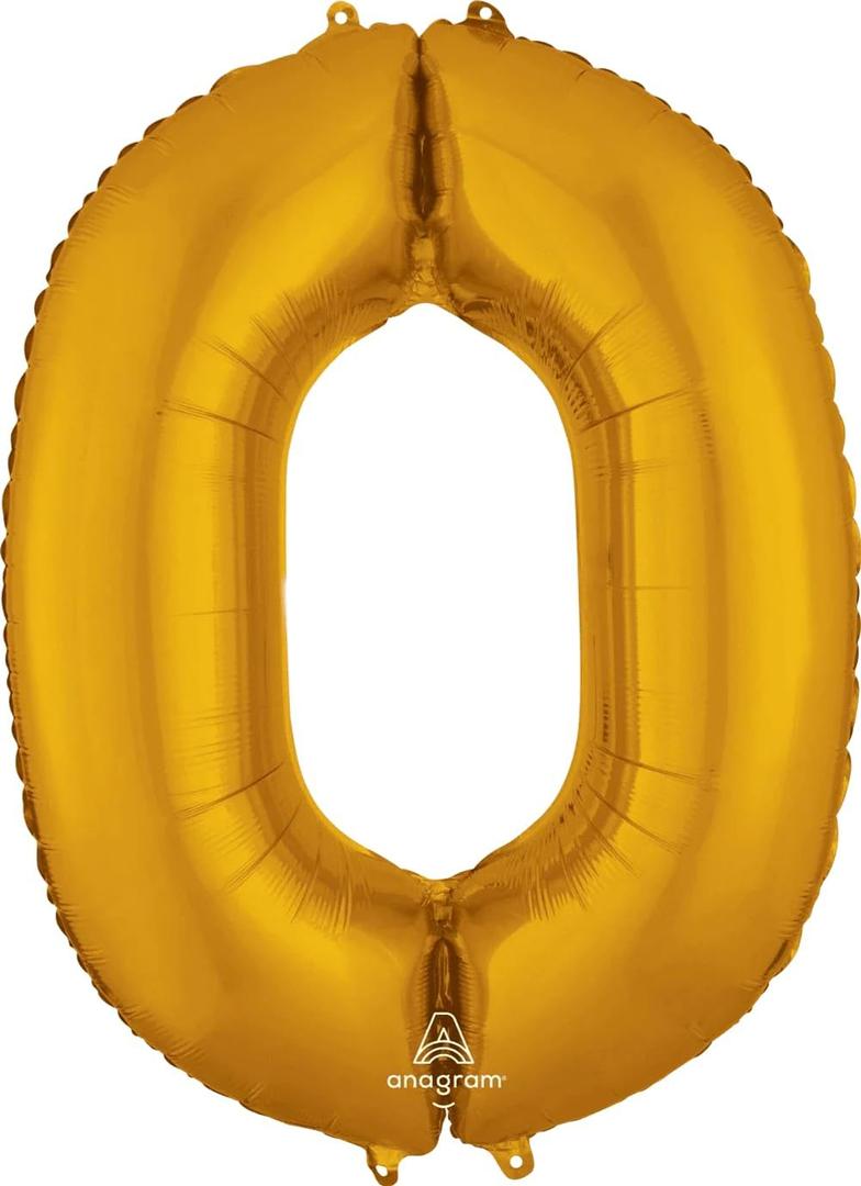 Anagram Number 0 Gold Foil Balloon, 34"