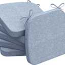 AAAAAcessories D-Shaped Chair Cushions, 2" Thick Dining Chair Pads with Ties and Removable, Machine-Washable Cover, 17" x 16", Set of 6, Light Blue