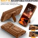 for Samsung Galaxy S26 Ultra Wallet Case with Card Holder & Kickstand & Full Camera Lens Cover, Military Grade Drop Shockproof Rugged Phone Case for S26 Ultra 6.9'', Brown
