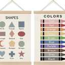 KRHFG Shapes and Colors Nursery Wall Art Poster Framed, Math Class Learning Educational Hanging Canvas Prints Wall Decor for Kids Room Nursery Playroom Classroom, 12x16 Inch Set of 2
