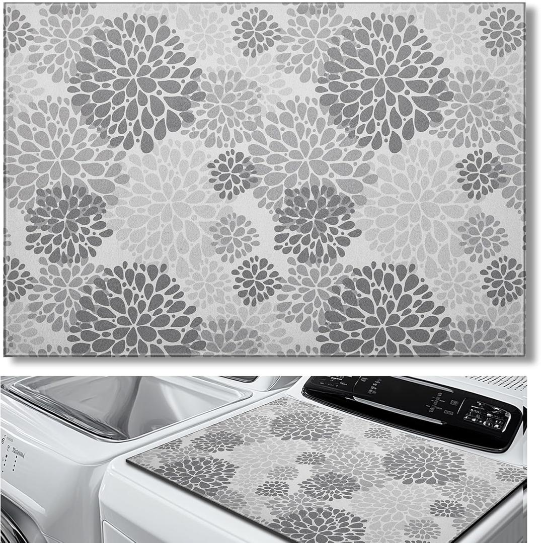 Teenyyou 1 Pcs 26" x 18" Dryer Top Protector Mat, Washer and Dryer Topper, Non Slip Waterproof Machine Cover Dust Proof Quick Drying Topper Pad for Laundry and Kitchen (Bloom)