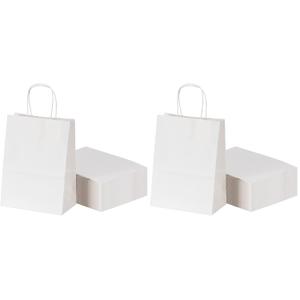 RACETOP White Paper Bags with Handles Bulk,8"x4.5"x10.8" 50Pcs,Paper Bags Birthday Wedding Party Favors Grocery Retail Shopping Business Goody (Pack of 2) RACETOP White Paper Bags with Handles Bulk,8"x4.5"x10.8" 50Pcs,Paper Bags Birthday Wedding Party Favors Grocery Retail Shopping Business Goody (Pack of 2)