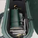 Dark Green and Gold Bathroom Accessories Set 9PCS, Bathroom Sets Slim Narrow Trash Can with Press Top Lid, Toilet Brush, Soap Dispenser, Toothbrush Holder Set, Soap Dish, for Bathroom, Kitchen