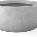 Kante 11.8" Dia Round Concrete Planter, Cement Plant Pots with Drainage Hole and Rubber Plug for Outdoor Indoor Garden Home, Modern Curvaceous Design, Natural Concrete