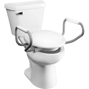 Bemis Assurance 3" Raised Toilet Seat with Handles, Made in USA, Secure Hinges, Clean Shield Guard, Round, White