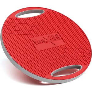 Yes4All Upgraded Wobble Balance Board, 16.34" TPE Non-slip, Stability Board for Home Gym, Standing Desk & Physical Therapy (Red/Gray)
