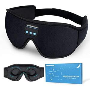 Sleep Headphones, Bluetooth 5.0 Wireless 3D Eye Mask, Lightimetunnel Washable Sleeping Headphones for Side Sleepers With Adjustable Ultra Thin Stereo Speakers Microphone Hands Free for Insomnia Travel