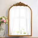LOVNAHO Vintage Arched Gold Mirror 19x27, Baroque Traditional Ornate Gold Antique Wall Mirror for Bathroom, Entryway, Fireplace, Hallway, Large Arched Wall Mirror for Home Decor (Bronze, 19x27)