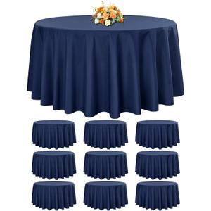 10 Pack Round Tablecloths - 120 Inch, Navy Blue Polyester Table Cover for Round Table, Stain and Wrinkle Resistant Washable Fabric Tablecloth, Polyester Tablecloth for Wedding Banquet Parties