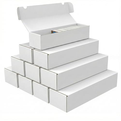 XRACV Trading Card Storage Box, 10-Pack 1100 Count White Corrugated Cardboard Bulk Sports Storage Box for TCG/Magic/Mtg Basketball Cards, Collectible Trading Cards