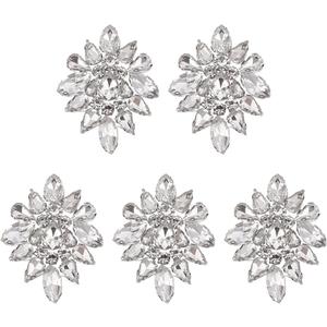 MAYJOYDIY 5Pcs Flower Rhinestone Decorative Patches Crystal Floral Sew on Clothes Rhinestone Appliques Vintage Crystal Patches for Jeans, Jackets, Clothing, Scrapbook, Handbag, Shoes DIY Projects