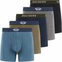 DOCKERS Mens Boxer Briefs Breathable Cotton Underwear for Men Pack of 5 (Medium, Oceanview | Heather Navy | Camo | Dockers Navy | B25 Heather Grey)