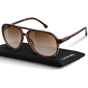 livho Trendy Polarized Aviator Sunglasses Women Men, Retro Sun Glasses for Women Men 2025, Oversized UV Protection Shades, Color: Dark Brown Tortoise/ Brown