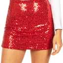 Tipsy Elves Womens Sequin Skirts Sparkly Knee Length Concert Mini Skirt Shiny Dance Club Rave Party Skirt for Women (Large)