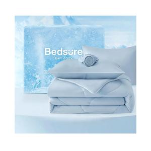 Bedsure Cooling Comforters King Size Set 4 Pieces, Blue Cooling Blanket for Hot Sleepers, Double-Sided Cool Tech King Bedding Set with Breathable Lightweight Comforter, Sheet & Pillowcases
