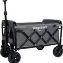 Expandable Utility Wagon-Cart with Dual-Layer Storage, Portable Collapsible Wagon, Heavy Duty Folding Grocery Cart w/ 360 Wheels for Camping Shopping Beach Groceries Sports Garden, Grey (Gray)