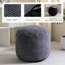 HIGOGOGO Round Stuffed Pouf Ottoman, Corduroy Poufs with Foam Chunk Filling, Furry and Fluffy Pouf Foot Stool Storage Ottoman, 20 X 15 Floor Poufs Foot Rest for Living Room, Dark Grey