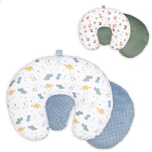 Double-Sided Baby Nursing Pillow Cover Set - 4 Pack - Soft Unisex Breastfeeding Pillow Cover for Girl & Boy with Hanging Loop - Multipurpose Washable Quick-Dry Slipcover Case with Waterproof Liner (Multicolor)
