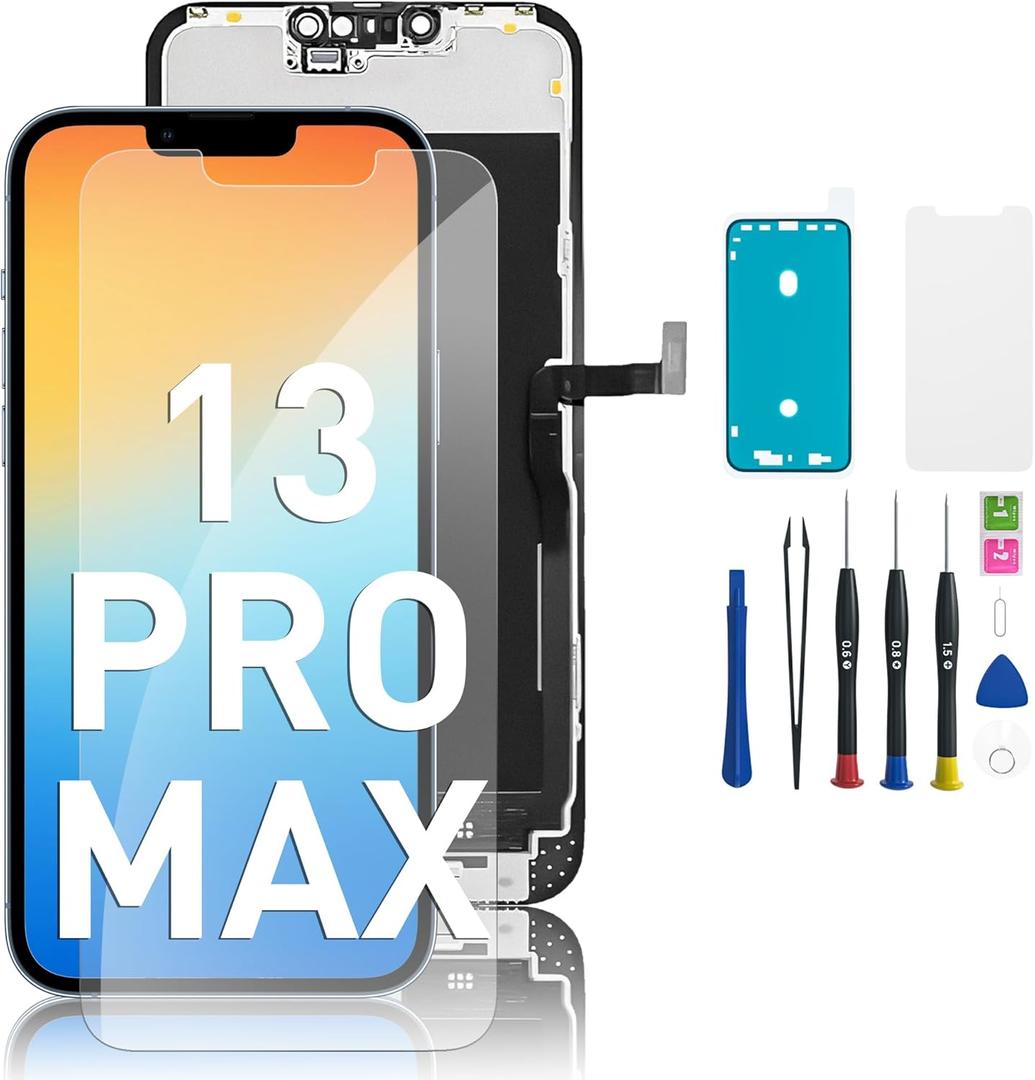 EXW for iPhone 13 PRO MAX Screen Replacement 6.7" Full HD LCD Display Digitizer, Quality Touch Screen with Repair Tools, Waterproof Seal & Protector  Compatible with A2484, A2641, A2644, A2645, A2643