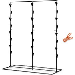 LOSTRONAUT Chip Rack Display Stand - 24 x 9 x 10 Display Rack with 3 Strips & 24 Chip Clips, Snack Organizer for Pantry Shelf, Retail Display Stand & Vendor Booth Supplies, Greeting Card Holde