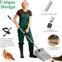 11.61" Chicken Poop Scooper & Rake 2-in-1+ 9.84" Pooper Scoopers, 25" to 67" Large Metal Litter Scoop with Adjustable Stainless Steel Handle for Farm Sifting Coops Cleaning Chicken Litter Pet Waste