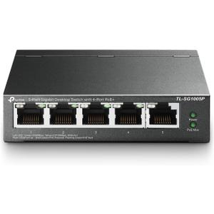 TP-Link TL-SG1005P, 5 Port Gigabit PoE Switch, 4 PoE+ Ports @65W, Desktop, Plug & Play, Sturdy Metal w/ Shielded Ports, Fanless, QoS & IGMP Snooping