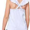 BesserBay Girls Criss Cross Back Flutter Sleeve Crew Neck Tank Tops Back Elastic Lightweight Solid Blouse 5-14 Years