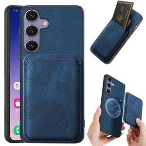 CCSmall Case for Samsung Galaxy S25 Detachable Magnetic Wallet with Card Holder, Retro PU Leather Phone Case Cover with Card Slots for Samsung Galaxy S25 [2 in 1] Blue