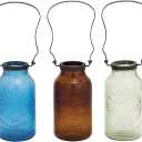 Benzara The Stylish Glass Metal Bottle Assorted, Set of 3