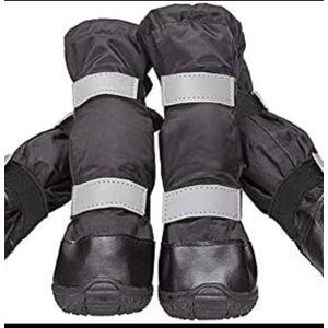 Billionchains 2 PCS Dog Boots Waterproof Dog Shoes with Reflective, Anti-Slip Pet Paw Protectors for Snowy, Rainy and Hot Pavement, Black, Medium