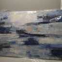 Abstract Canvas Wall Art Ocean Canvas Pictures Blue White Grey Painting Vintage Wall Decor Modern Artwork Prints for Living Room Bedroom Bathroom Office Home Decoration Framed Ready to Hang 29"x58"