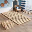 XIJIXILI Floor Bed Frame Japanese Bed Frame Breathable Moisture-Proof Foldable Slatted Bed Base Wooden Floor Platform Guest Tatami Mat