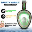 Odoland Snorkeling Packages, Full Face Snorkel Mask for Adults & Youth with Camera Mount, Adjustable Swim Fins, Anti-Fog Anti-Leak Diving Gear for Men Women Teens