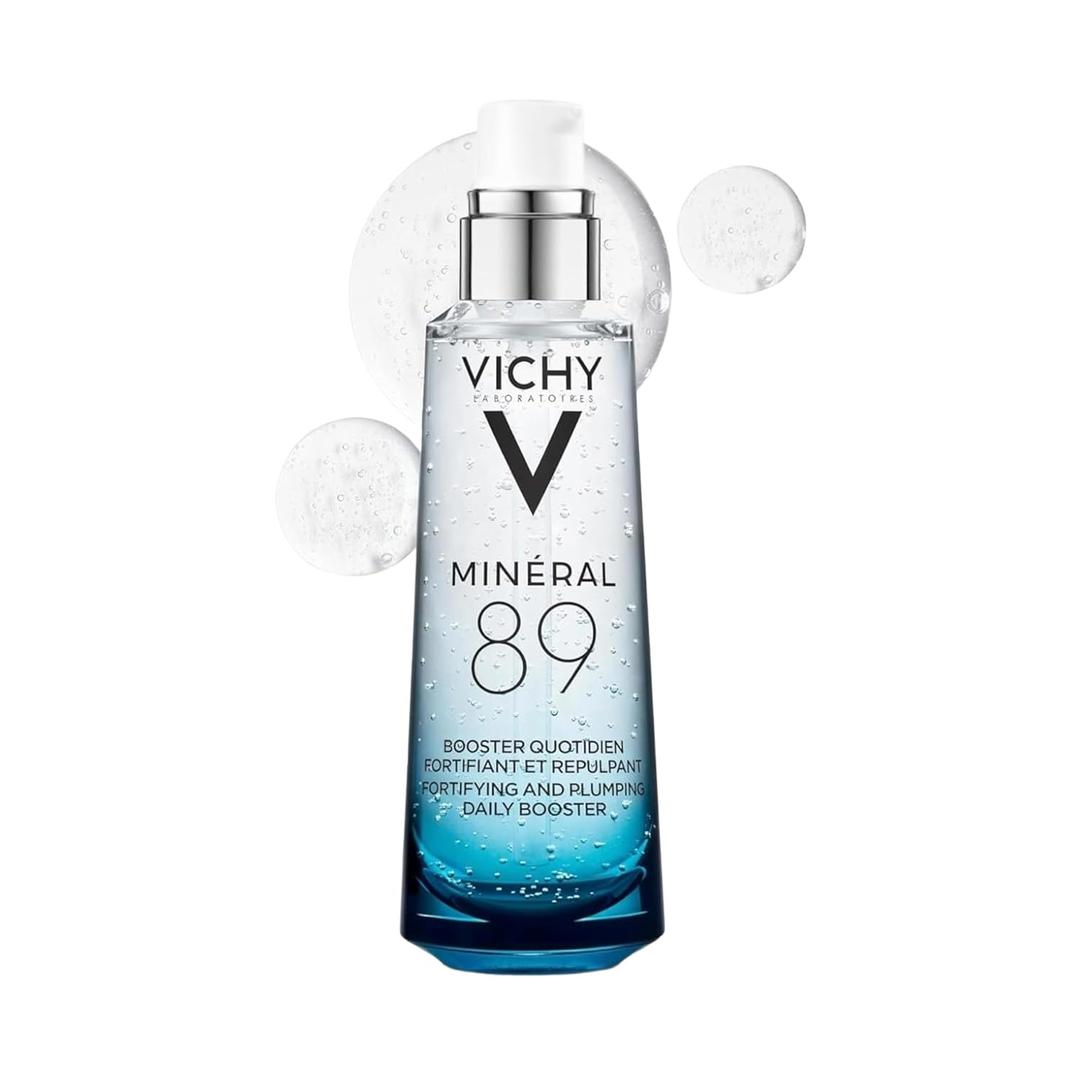 Vichy Mineral 89 Booster, Pure Hyaluronic Acid Serum for Face with Volcanic Mineral Water for Skin Barrier Repair, Plumps & Hydrates, Lightweight Moisturizing Gel, Oil-Free, Non-Sticky (2.5 Fl Oz (Pack of 1))