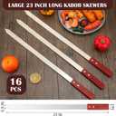 Zhehao 16 Pcs Heavy Duty Kabob Skewers 1 Inch Wide 2 mm Thin Kabob BBQ Stainless Steel Metal Skewers for Grilling with Wooden Handles, Silver(23 Inch Long)
