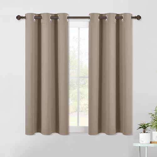 NICETOWN Blackout Window Curtains 60 inch Length 2 Panels, 34 x 60 Inch, Taupe, Grommet Top Room Darkening Thermal Insulated Solid Vertical Drapes for Bedroom/Kid Room