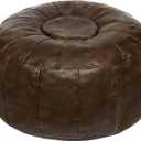 Thgonwid Unstuffed Moroccan Storage Pouf Foot Stool Ottoman Seat Handmade Faux Leather Bean Bag Floor Chair Foot Rest for Living Room, Bedroom or Balcony (Deep Coffee)