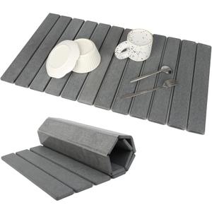 Extra Large Stone Dish Drying Mat for Kitchen Counter, 28"16" Eco-friendly,Instant Drying Pad,Diatomaceous Earth Water Absorbing Mat, Foldable and Super Absorbent Dish Drying Stone Mat, Dark Gray (27.9" x 15.4")