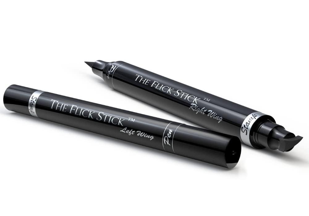 Winged Eyeliner Stamp by Lovoir, Waterproof Make Up, Smudgeproof, Long Lasting Liquid Eye liner Pen, Vamp Style Wing, 2 Wingliner Pens (8mm Mini, Midnight Black)