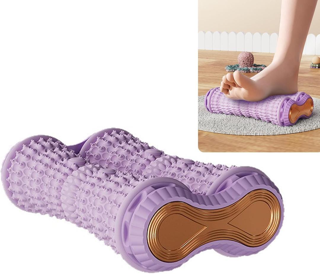 Foot Massager Roller for Plantar Foot Arch Trainer Fasciitis Relief Dual-Row Foot Massagers Waterproof Exercise Supply Purple
