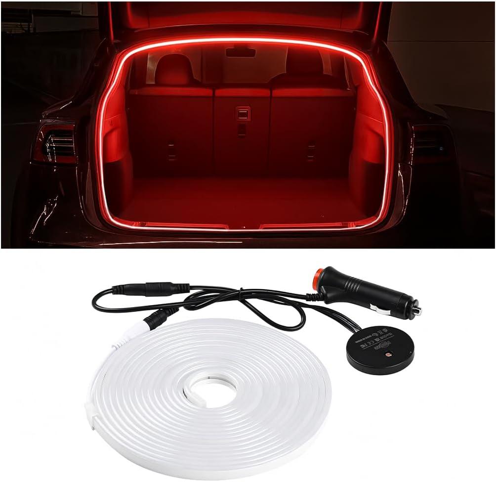Car Trunk LED Strip Light, 12V 16.4FT Flexible Cuttable Silicone Vehicle Trunk Cargo Area Ambient Light, Waterproof Automotive Cargo Neon Strip Lighting, Universal for Vehicles (Red)